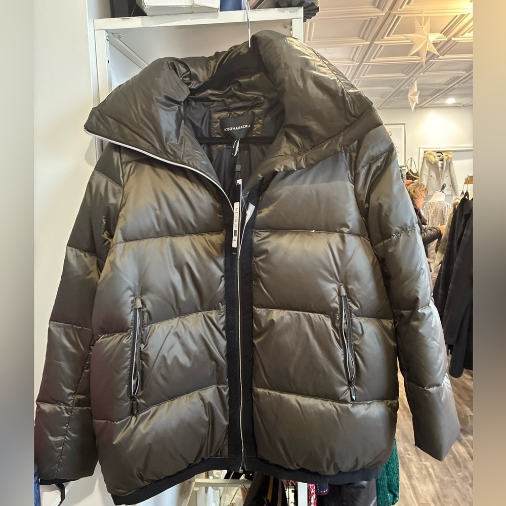 BCBGMaxazria down feather zip up puffer jacket size s NWT
